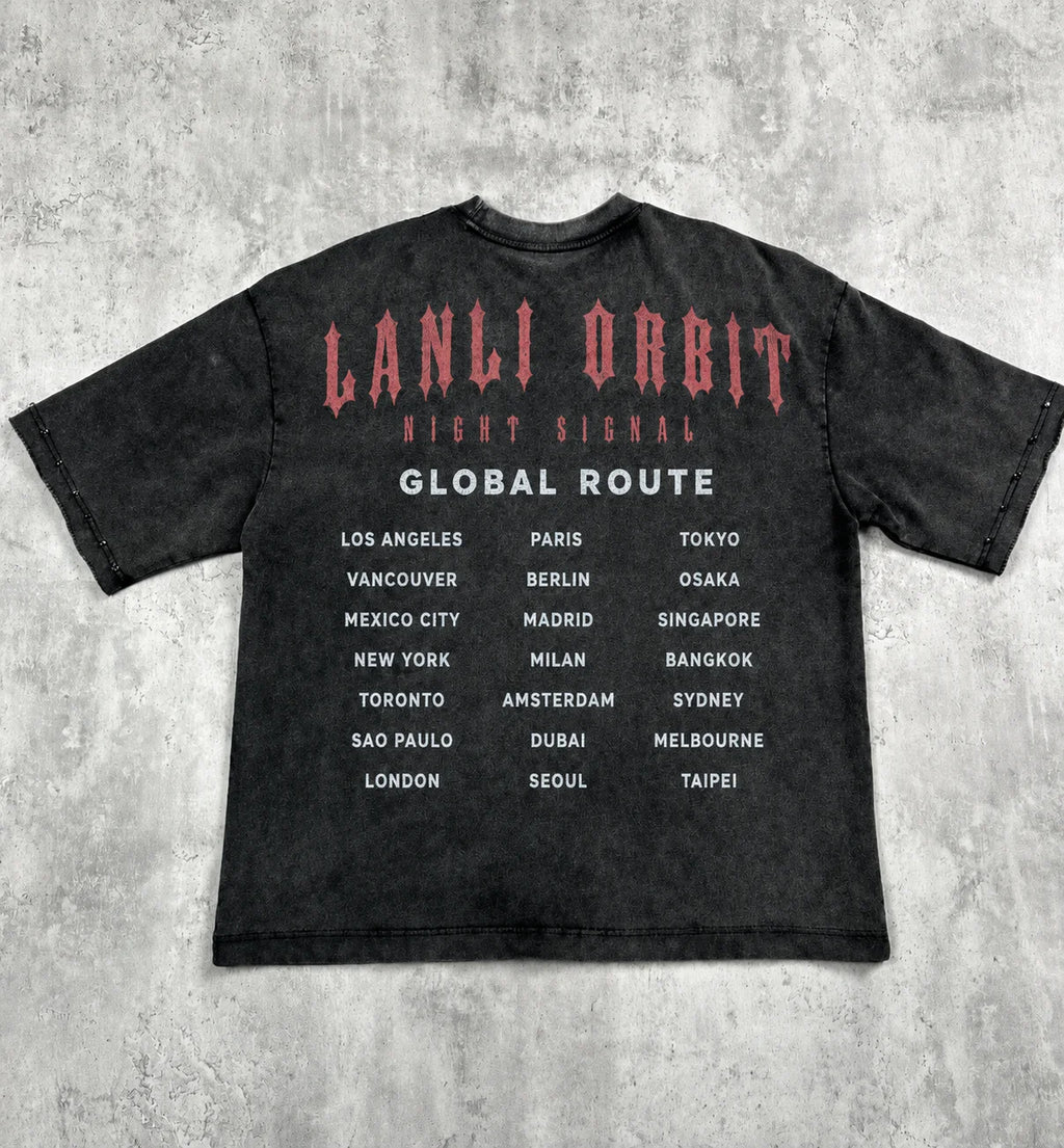 Lanli Punk Mechanical Skull T Shirt Gothic Rhinestone Black Red Washed Oversized Rock Hip Hop Streetwear Graphic Tee