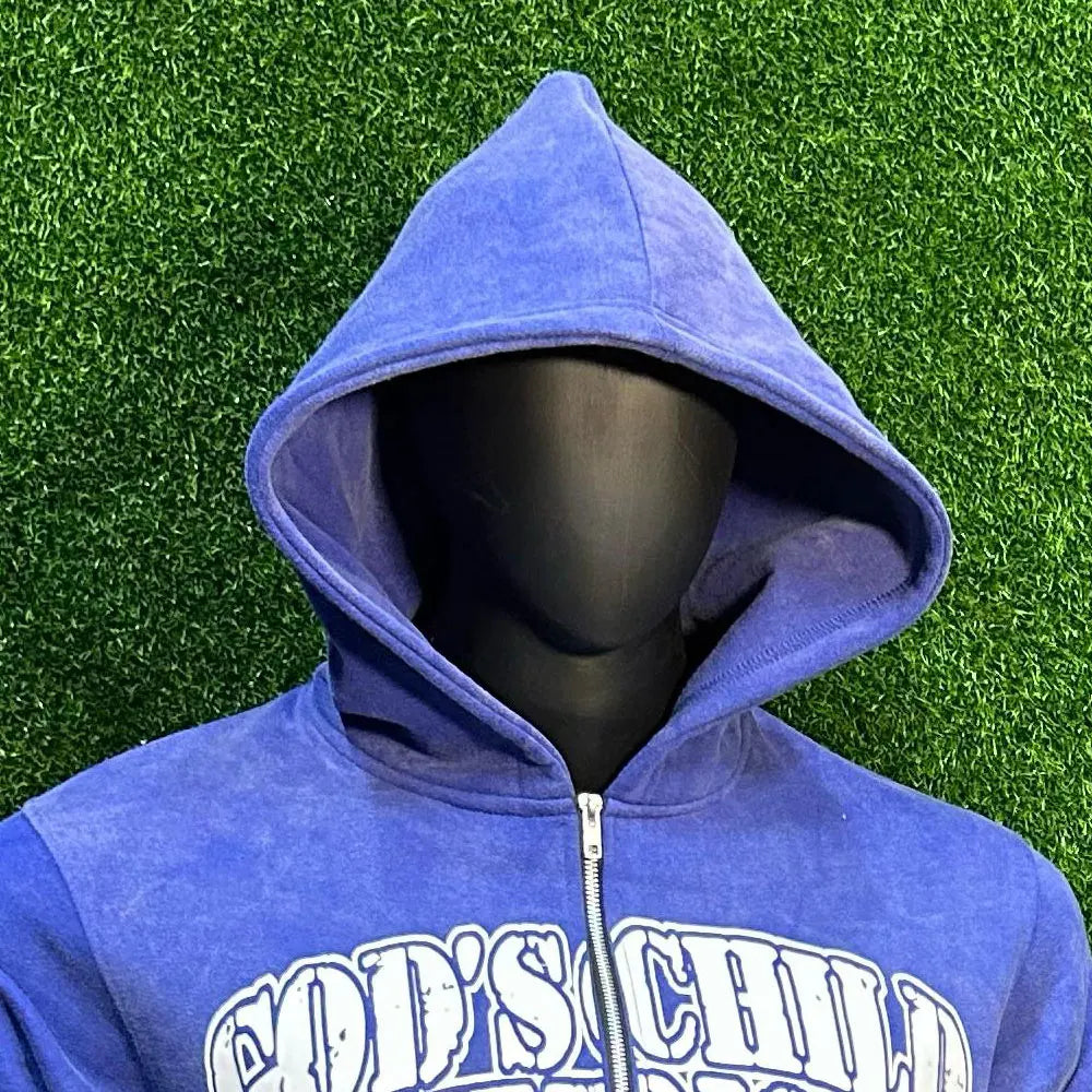 Winter Full Zip High Quality Quick Dry Breathable Eco-Friendly Fleece Hoodie Custom Chenille Patches Letter Embroidery Acid