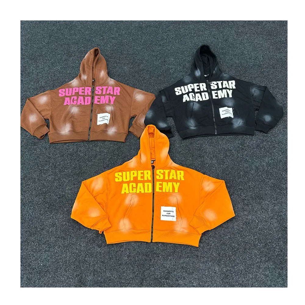 Baggy 350grams Polyester Jersey Heavyweight Pullover Hoodie Unisex Eco-Friendly Winter Pocket Custom Zip Rhinestone High Quality