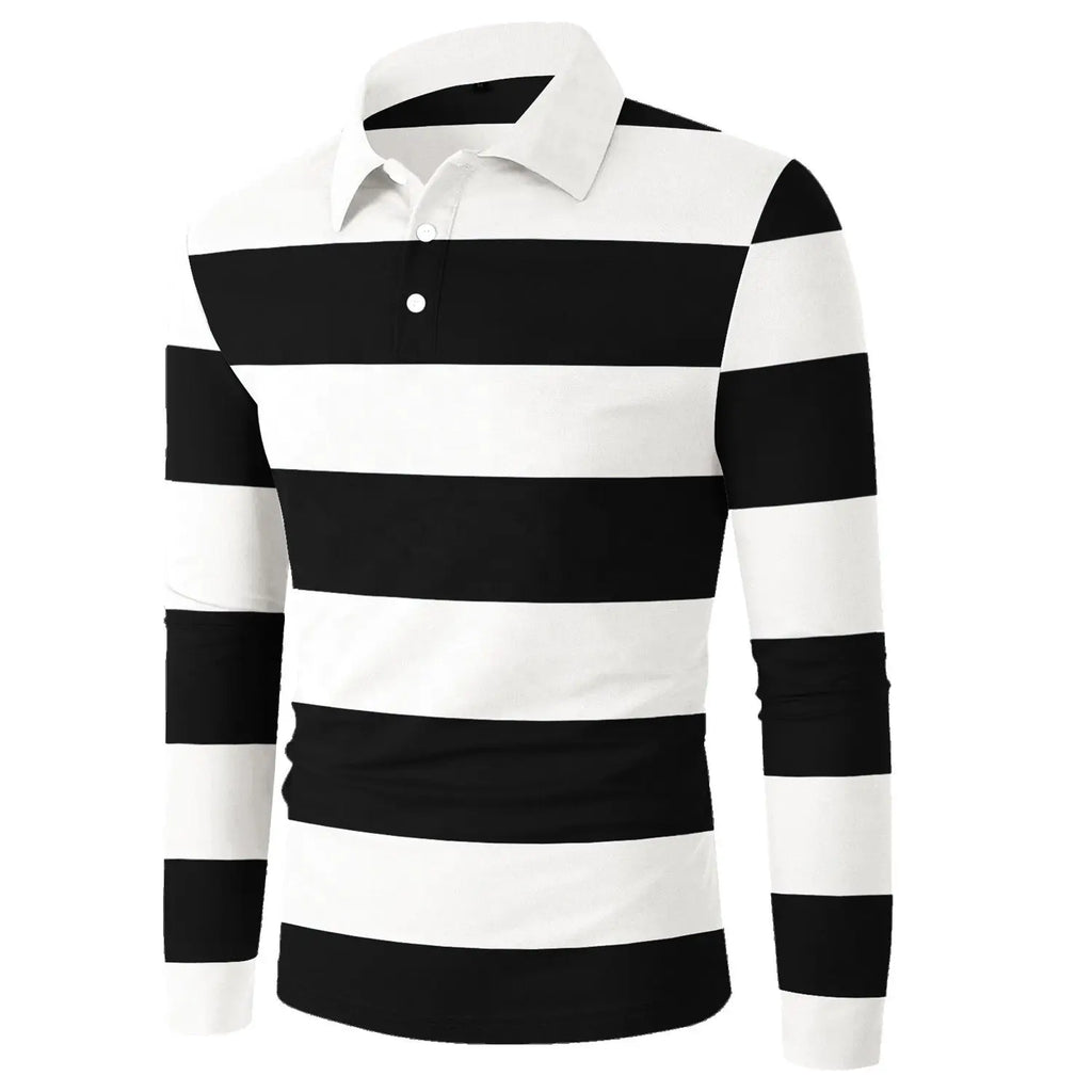 Premium Quality Men's for Polo T-shirt Custom 100% Cotton Breathable Lightweight Stripped Full Sleeves Stylish Trendy Solid