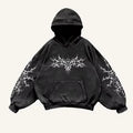 Y2K Gothic Streetwear Hoodie Oversized Acid Wash Black Pullover With Spiky Graphic Print Custom MOQ Top Quality Made Men Hoodies