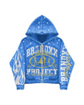 High Quality Cotton Oversize Hoodie Streetwear Custom Embroidery Patch Zip up Oversized Men's Hoodies Pull Up Rhinestone Hoodie