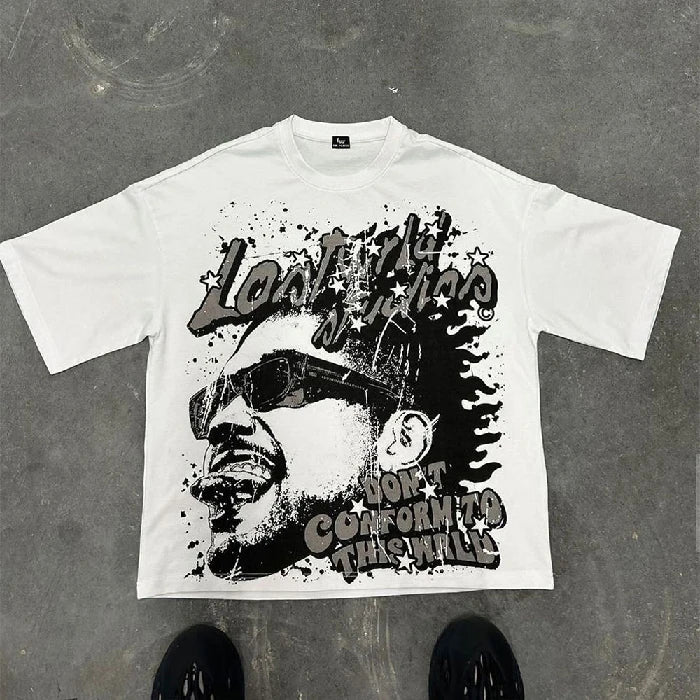 Custom Logo 300GSM Streetwear Box Cut Tee T Shirt Heavyweight Cropped Top Graphic Printed 100% Cotton Boxy Fit T-Shirt for Men