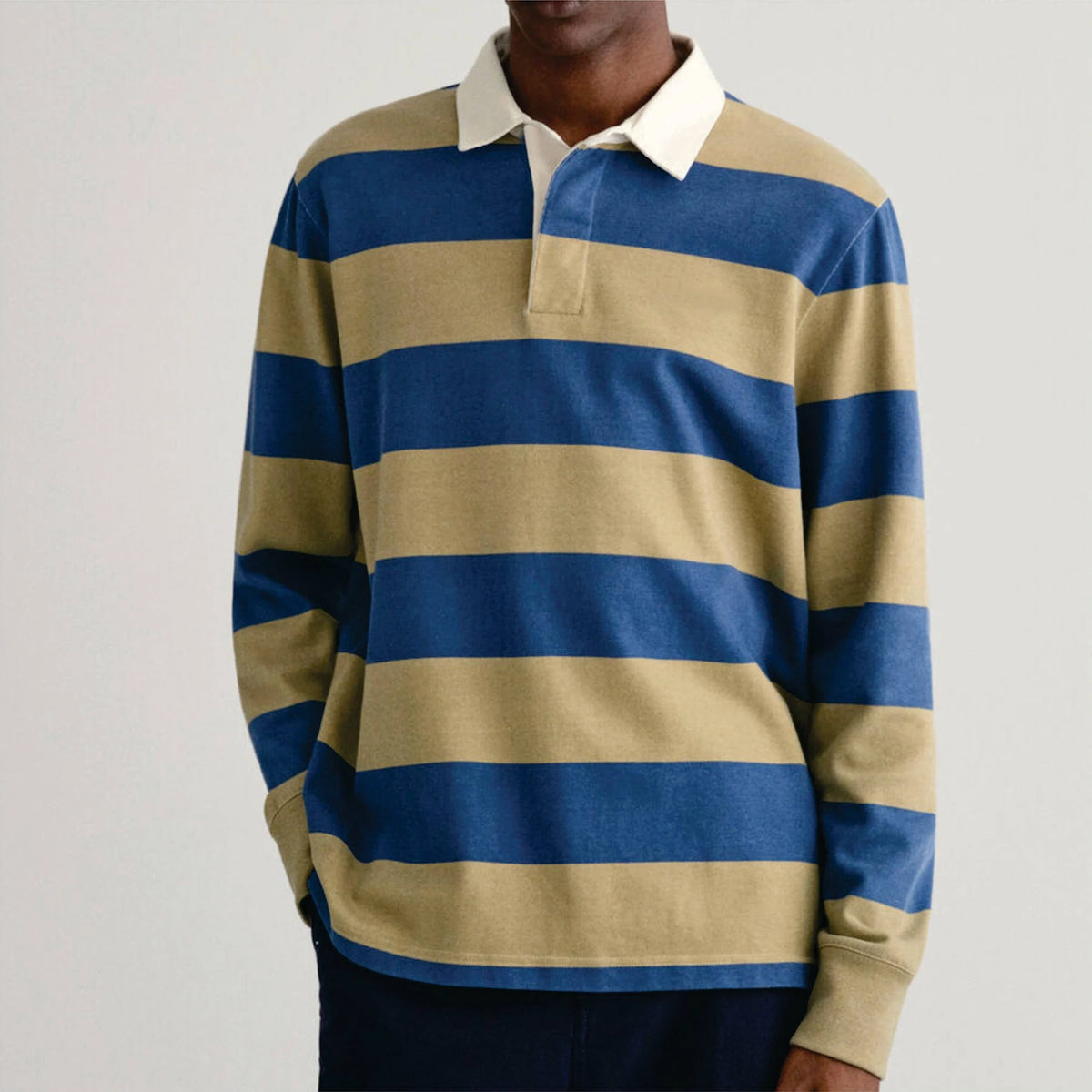 High Quality Men's Striped Rugby for Shirt-Customizable Breathable Durable & Comfortable for Casual and Athletic Use