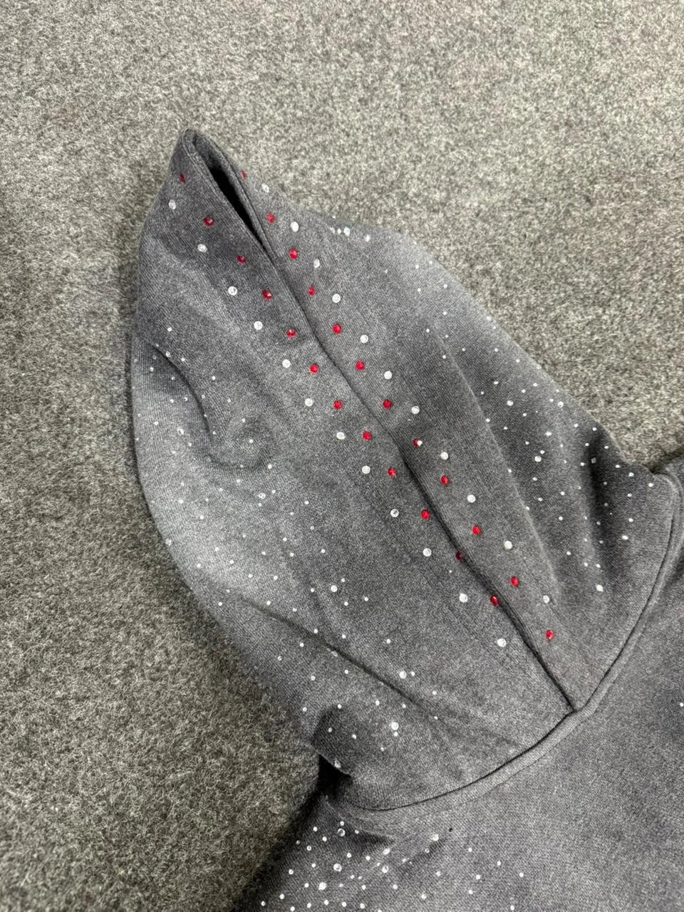 Custom Unisex Fashion Rhinestone Digital Printing 100% Cotton Oversized Winter Flare Sleeve Eco-Friendly 310g Hoodie Sweatshirt