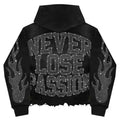 Wholesale Autumn Streetwear Acid Wash Rhinestone Embroidery Diamond Sun Faded Cropped Boxy Baggy Hoodie for Men