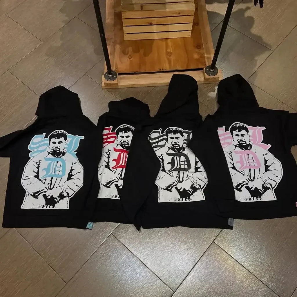Streetwear Rhinestones Screen Printed Sun Faded Wash SDL Pullover Hoodies Oversized Autumn Men's 100% Cotton Acid Wash Hoodie