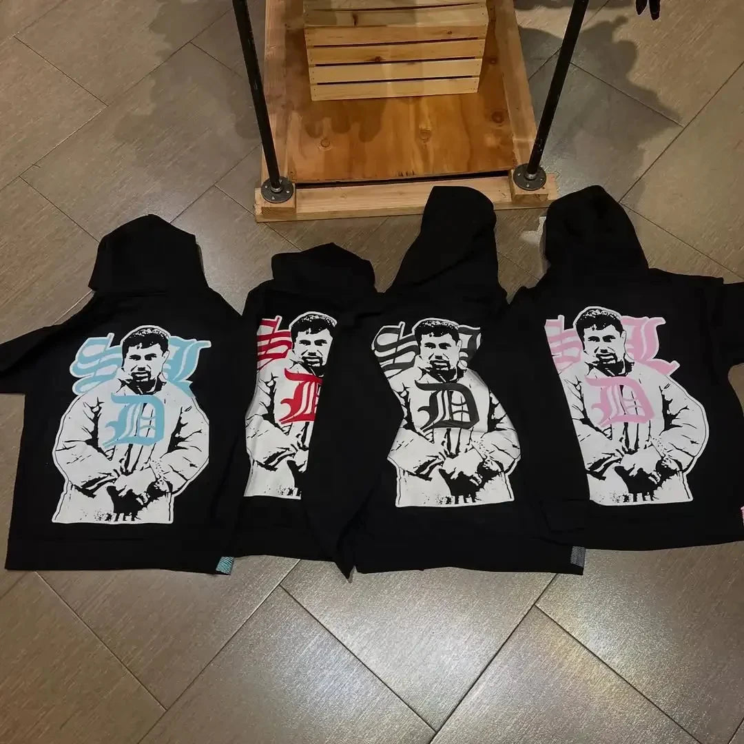 Streetwear Rhinestones Screen Printed Sun Faded Wash SDL Pullover Hoodies Oversized Autumn Men's 100% Cotton Acid Wash Hoodie