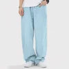 High Quality Straight Stretchy Pockets Wide Leg Trousers Mid Waist Loose Men Long Canvas Lightweight Casual Breathable Jeans