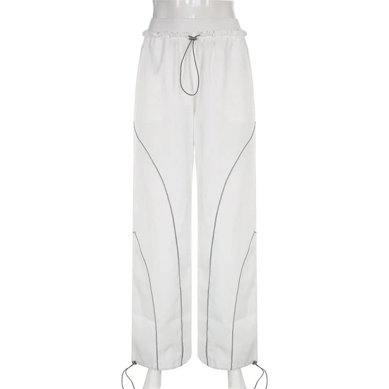 Casual Sweatpants Elastic Low Waist Straight Sports Jogging Capris Korean Fashion Streetwear Casual Pants for Women Basic