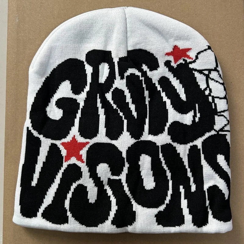 GRVTY Ice Cap Knitted Beanie Jacquard-patterned Polyester Men Women Trendy European American-inspired Hip-hop
