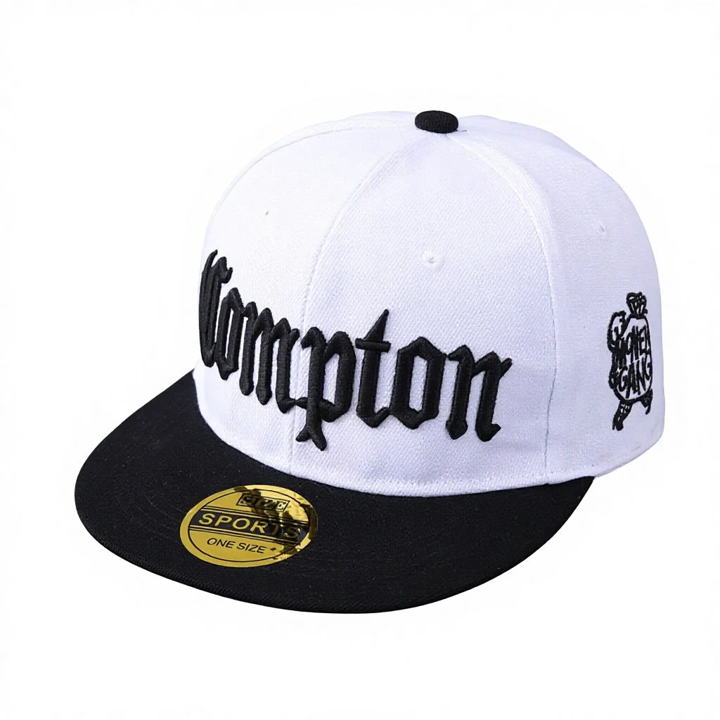 Cross-Border Best-Selling European American Compton Baseball Cap Personalized 100% Polyester 6-Panel Adjustable Flat-Brimmed