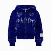 Hot Selling Trendy Custom Made 3D Embroidery Hoodie Acid Wash Zip Distressed 380 Gsm Heavyweight Cotton Rhinestones Embroidery