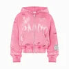 Hot Selling Trendy Custom Made 3D Embroidery Hoodie Acid Wash Zip Distressed 380 Gsm Heavyweight Cotton Rhinestones Embroidery