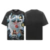 Lanli Punk Mechanical Skull T Shirt Gothic Rhinestone Black Red Washed Oversized Rock Hip Hop Streetwear Graphic Tee