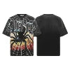 Lanli Punk Mechanical Skull T Shirt Gothic Rhinestone Black Red Washed Oversized Rock Hip Hop Streetwear Graphic Tee