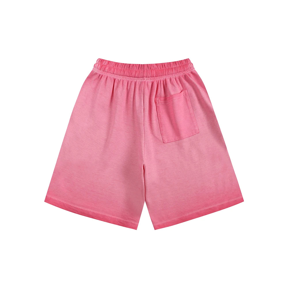 330gsm 100% Cotton Heavyweight Distressed Short Pants Washed Color Gradient Oversized Men's Shorts