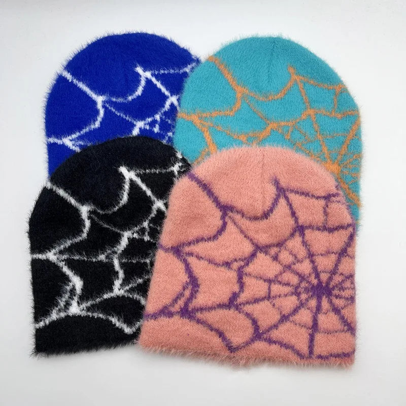 Wholesale Jacquard Custom Embroidery logo Woven Tags Y2K Cuff Fisherman Men Winter Skull Hat Knitted Mohair Beanie