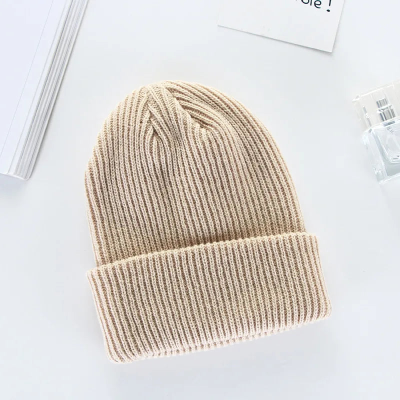 Winter Plain Dyed Beanie Hat Custom Knit Beanies Women Custom Embroidery Logo Beanie Hat