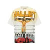 Lanli Punk Mechanical Skull T Shirt Gothic Rhinestone Black Red Washed Oversized Rock Hip Hop Streetwear Graphic Tee