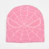 Y2KSpider Web Pattern Knitted Beanie Y2K Style, Multicolor Acrylic Warm Unisex Hip Hop Winter Skull Hat Customizable