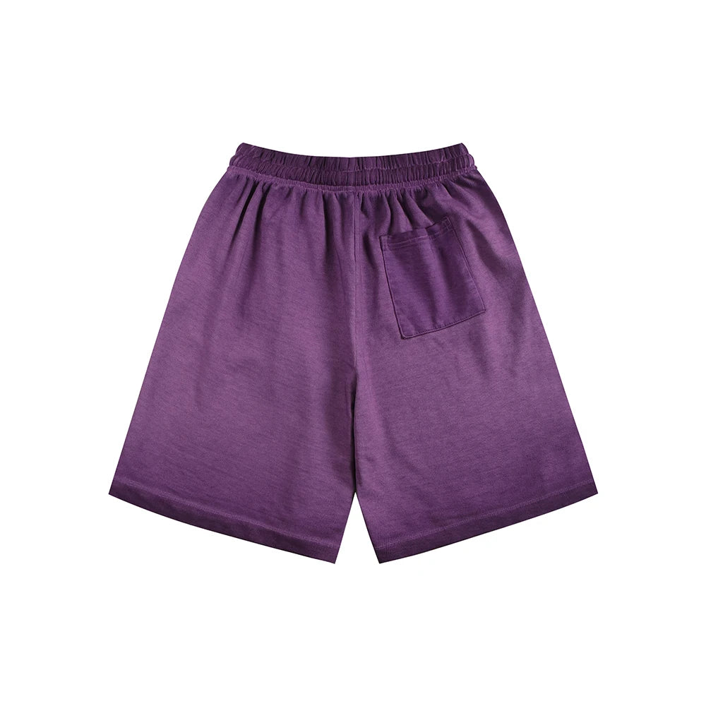 330gsm 100% Cotton Heavyweight Distressed Short Pants Washed Color Gradient Oversized Men's Shorts