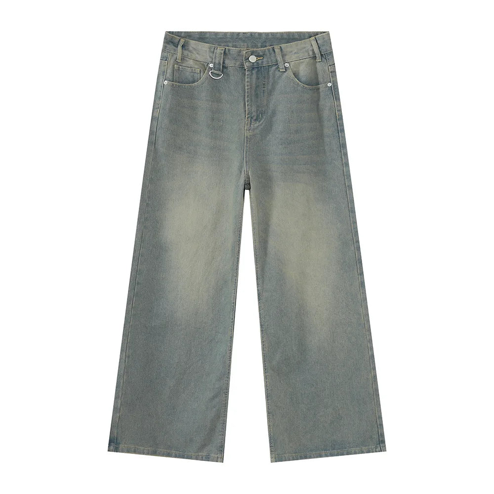 Carpenter Design Legendary Works Men's Vintage Jeans Fashion Loose Wash Stone Ground Cyan Jeans Store Sales the Most