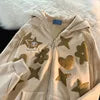 American Vintage Embroidery Zip up Hoodie High Quality Jacket Women Oversized Star Print Sweatshirt Goth Harajuku Y2k Streetwear