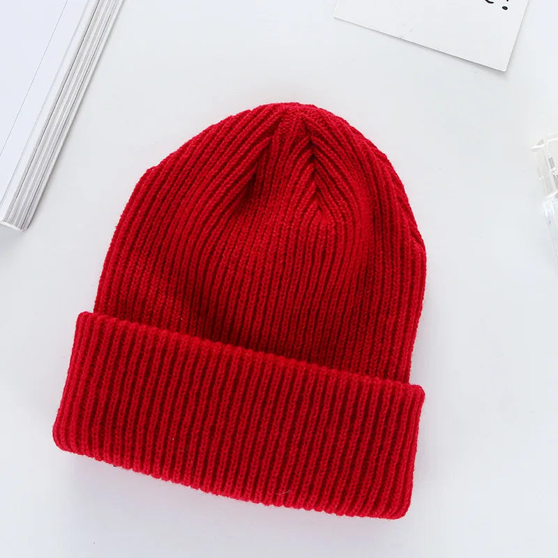 Winter Plain Dyed Beanie Hat Custom Knit Beanies Women Custom Embroidery Logo Beanie Hat