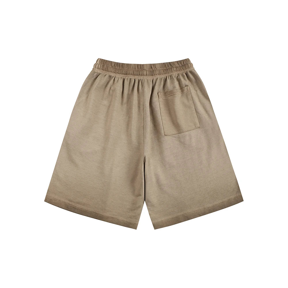 330gsm 100% Cotton Heavyweight Distressed Short Pants Washed Color Gradient Oversized Men's Shorts