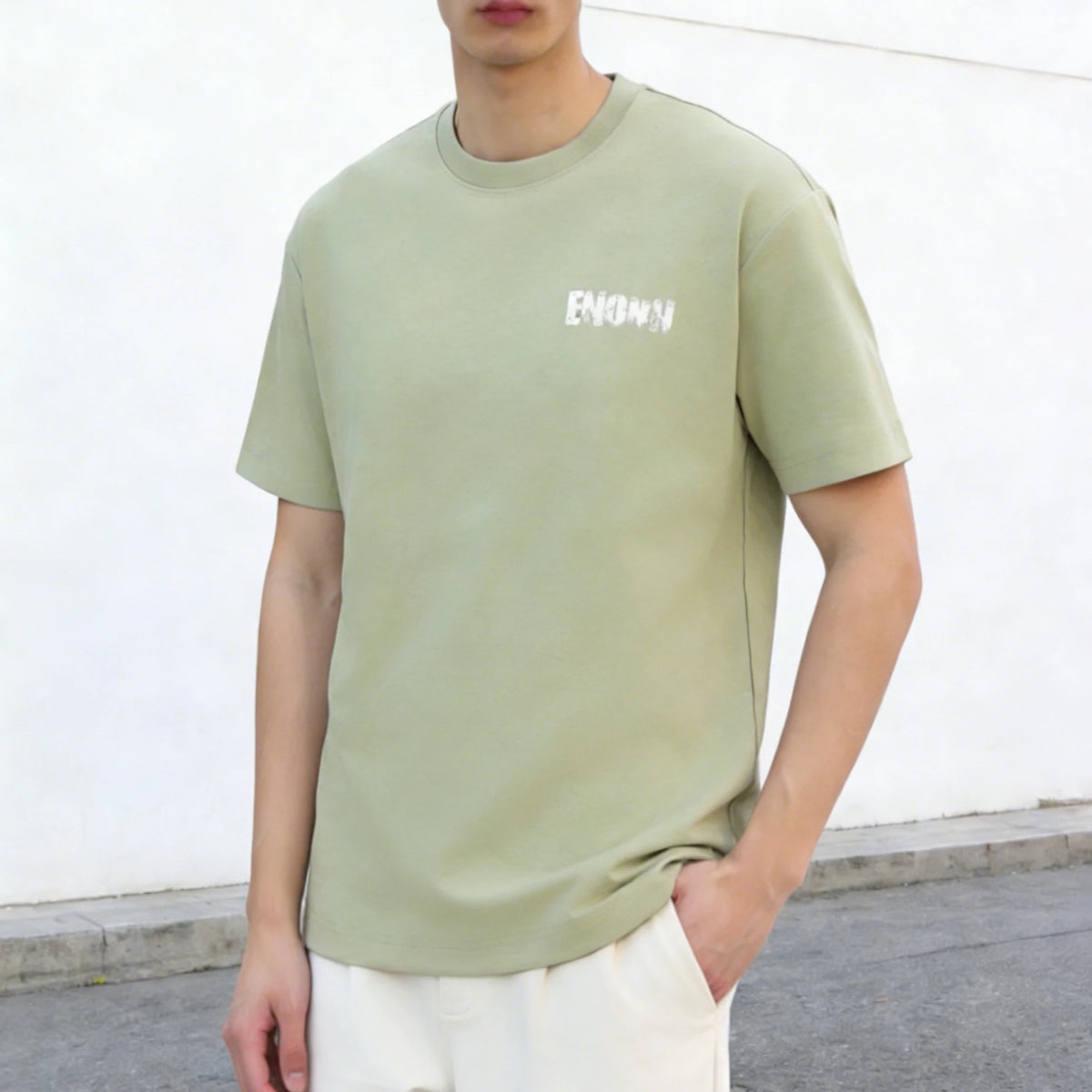 High Quality Men's Heavyweight Polyester/Cotton Hip Hop Casual Short Sleeve Loose Fit O-Neck T-shirt Letter 220 Grams Breathable