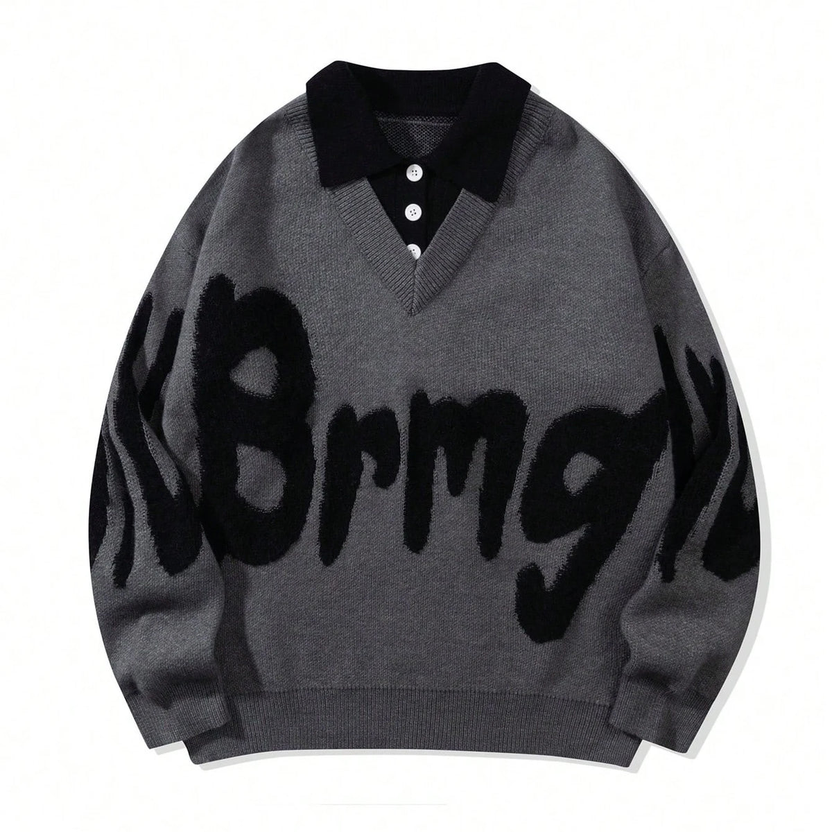 Patchwork Collar College Style Loose Casual Multi-color Stylish and Comfortable Fall/Winter Letter Design Men's Sweater
