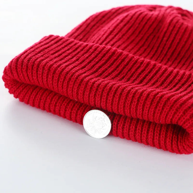 Winter Plain Dyed Beanie Hat Custom Knit Beanies Women Custom Embroidery Logo Beanie Hat