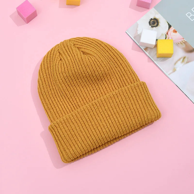 Winter Plain Dyed Beanie Hat Custom Knit Beanies Women Custom Embroidery Logo Beanie Hat