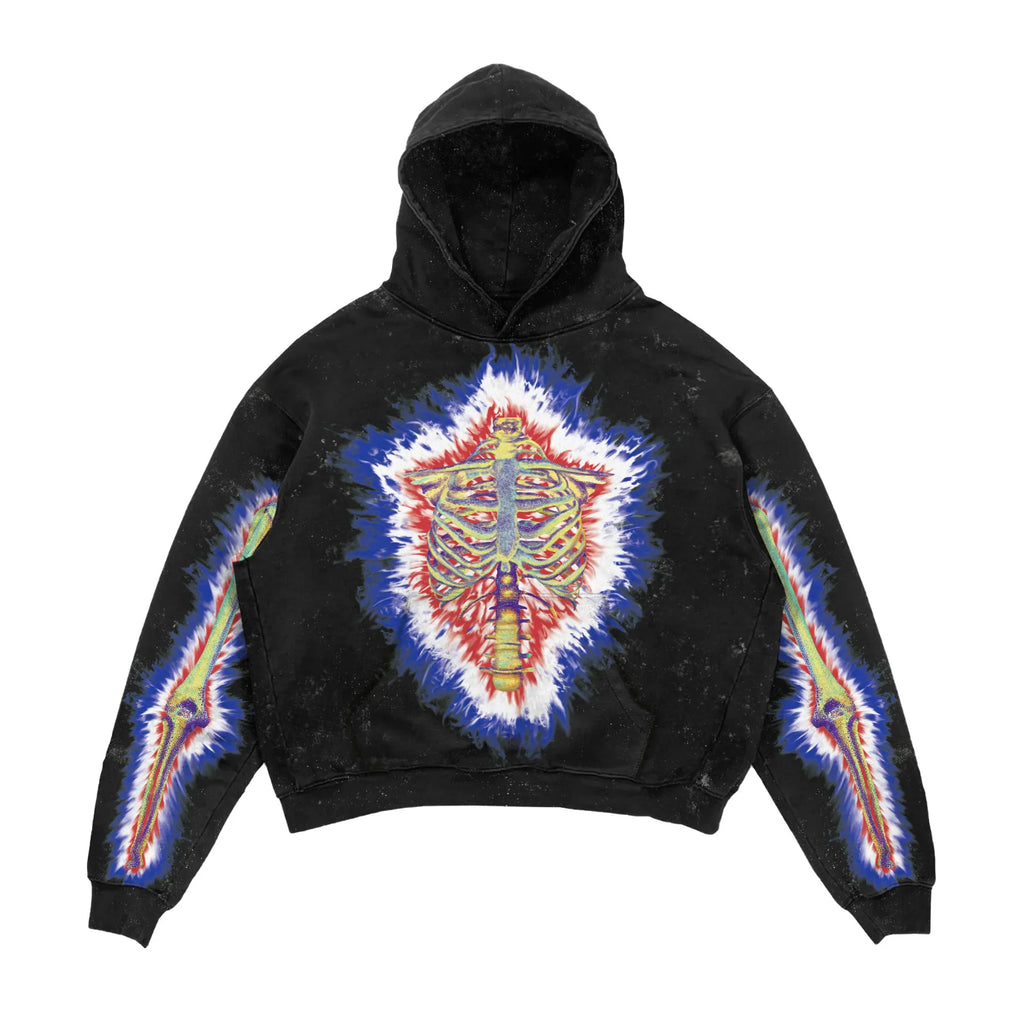 Custom Logo Pullover No String 3D Skull Printing Acid Wash Hoodie Oversized Hoodies for Men