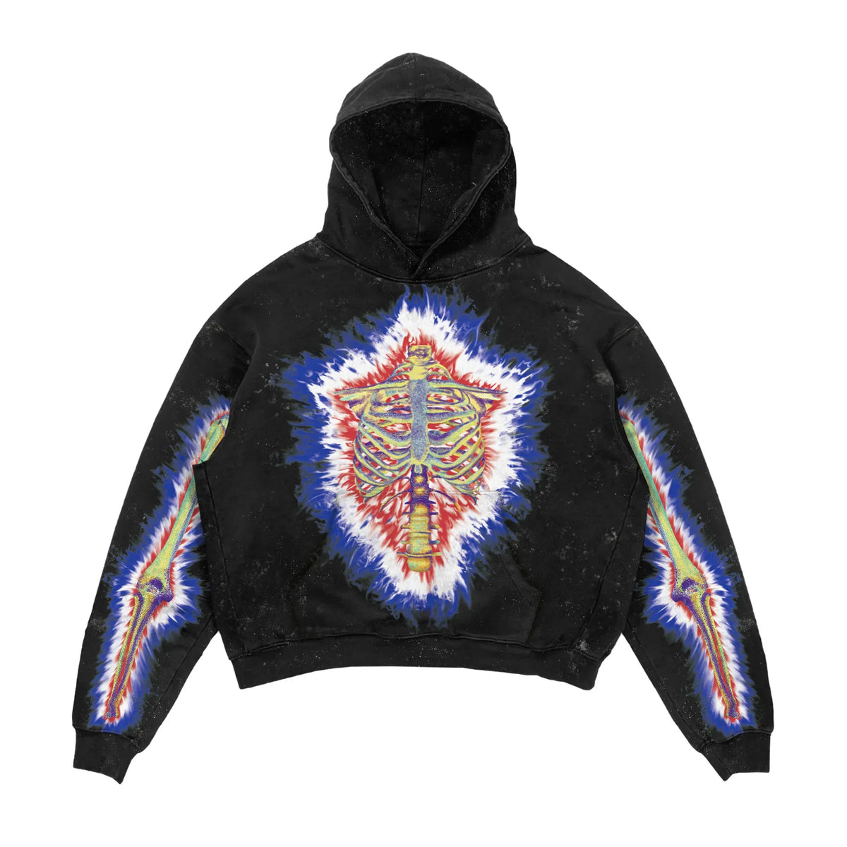 Custom Logo Pullover No String 3D Skull Printing Acid Wash Hoodie Oversized Hoodies for Men
