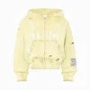 Hot Selling Trendy Custom Made 3D Embroidery Hoodie Acid Wash Zip Distressed 380 Gsm Heavyweight Cotton Rhinestones Embroidery