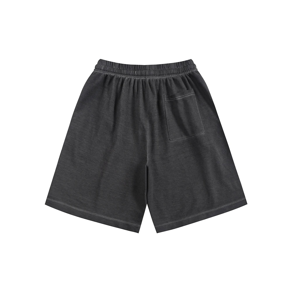 330gsm 100% Cotton Heavyweight Distressed Short Pants Washed Color Gradient Oversized Men's Shorts