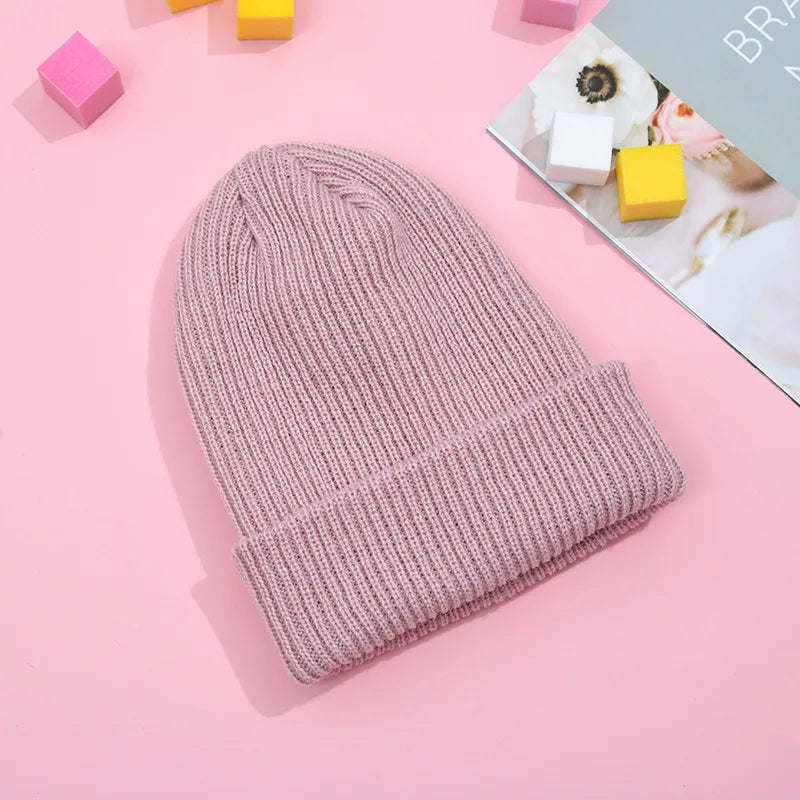 Winter Plain Dyed Beanie Hat Custom Knit Beanies Women Custom Embroidery Logo Beanie Hat
