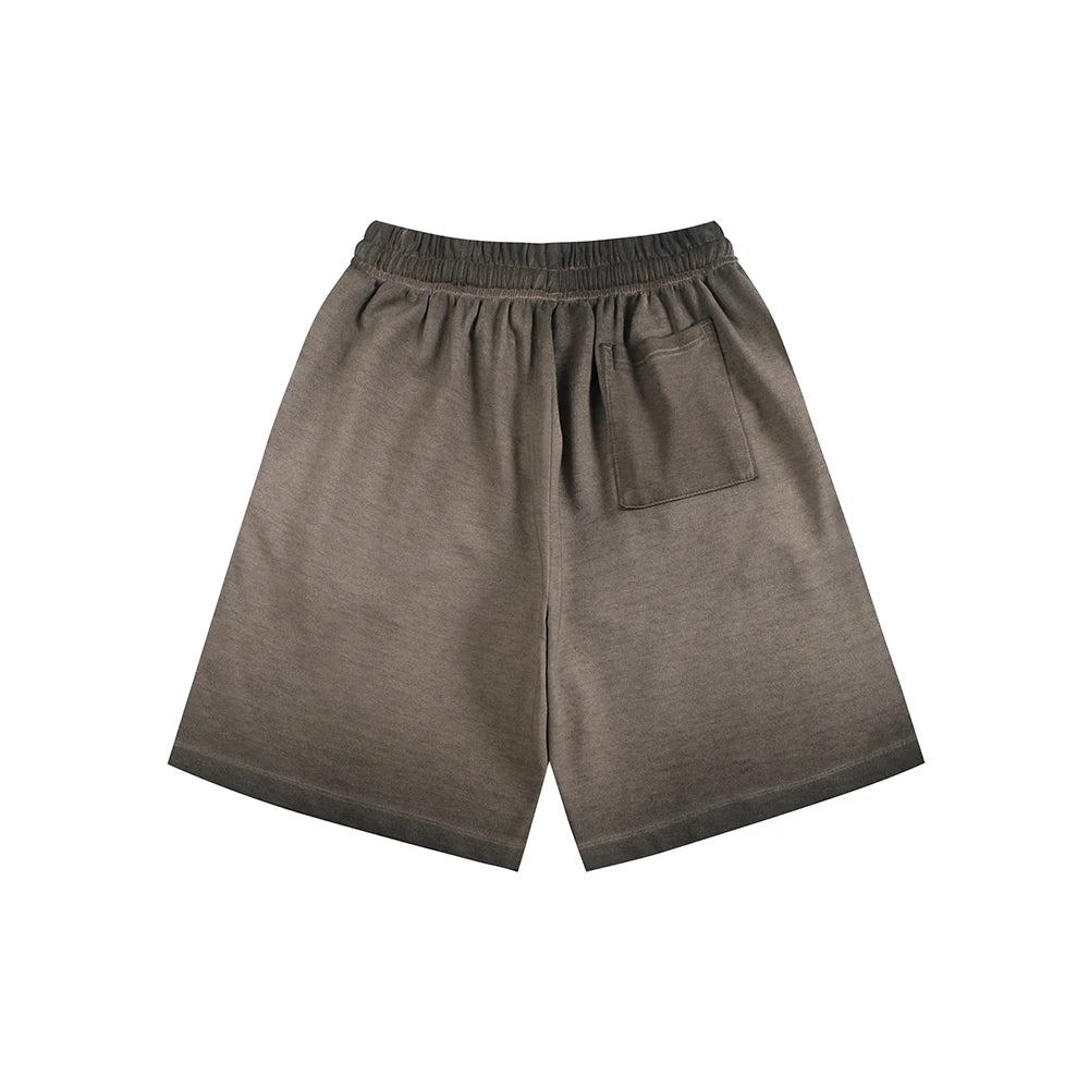 330gsm 100% Cotton Heavyweight Distressed Short Pants Washed Color Gradient Oversized Men's Shorts