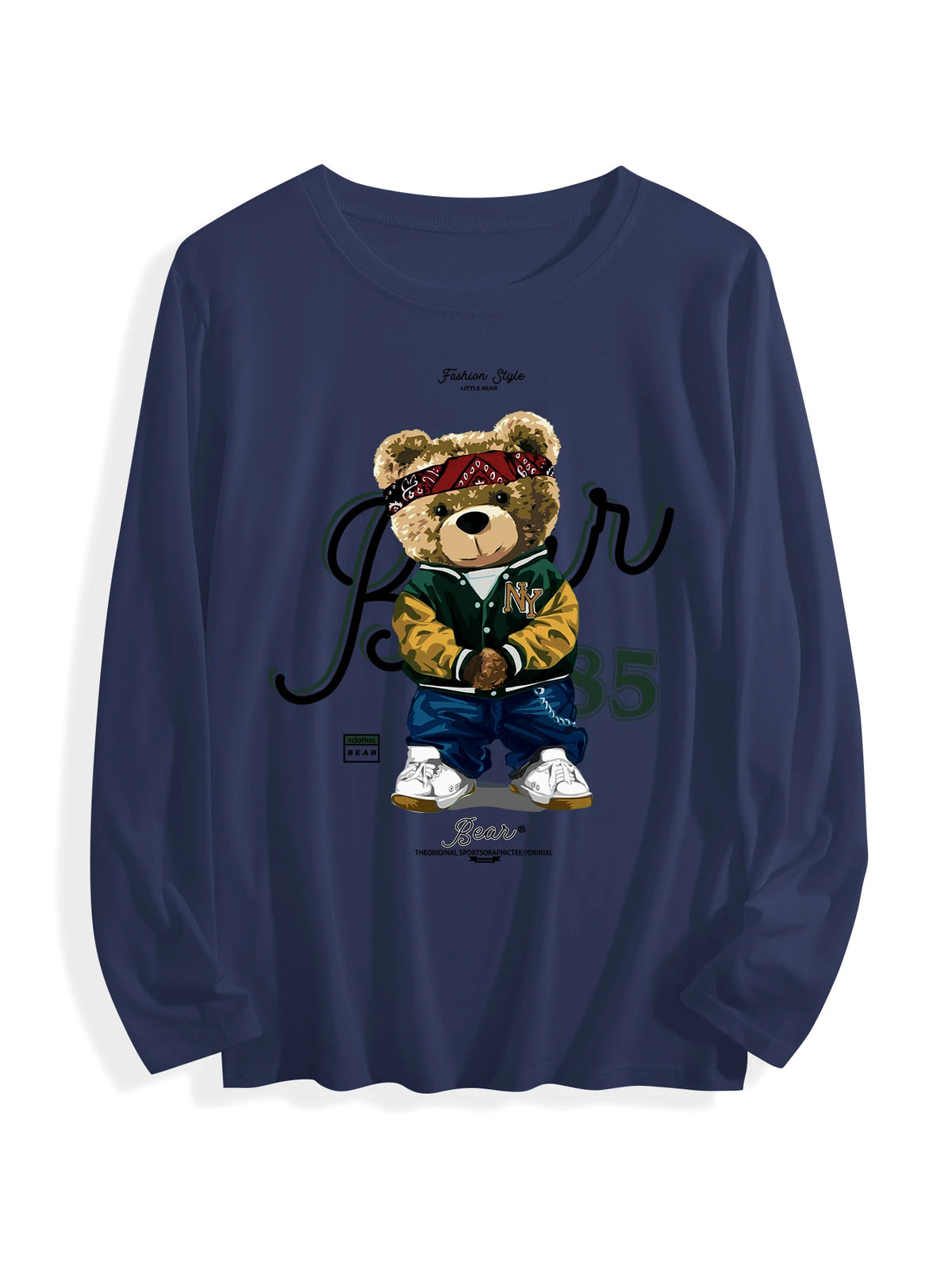 USA Stock Wholesale Cotton T-shirt 180 Grams O-Neck Long Sleeve Casual Knitted Double-Sided Printed Multicolor OEM for Unisex