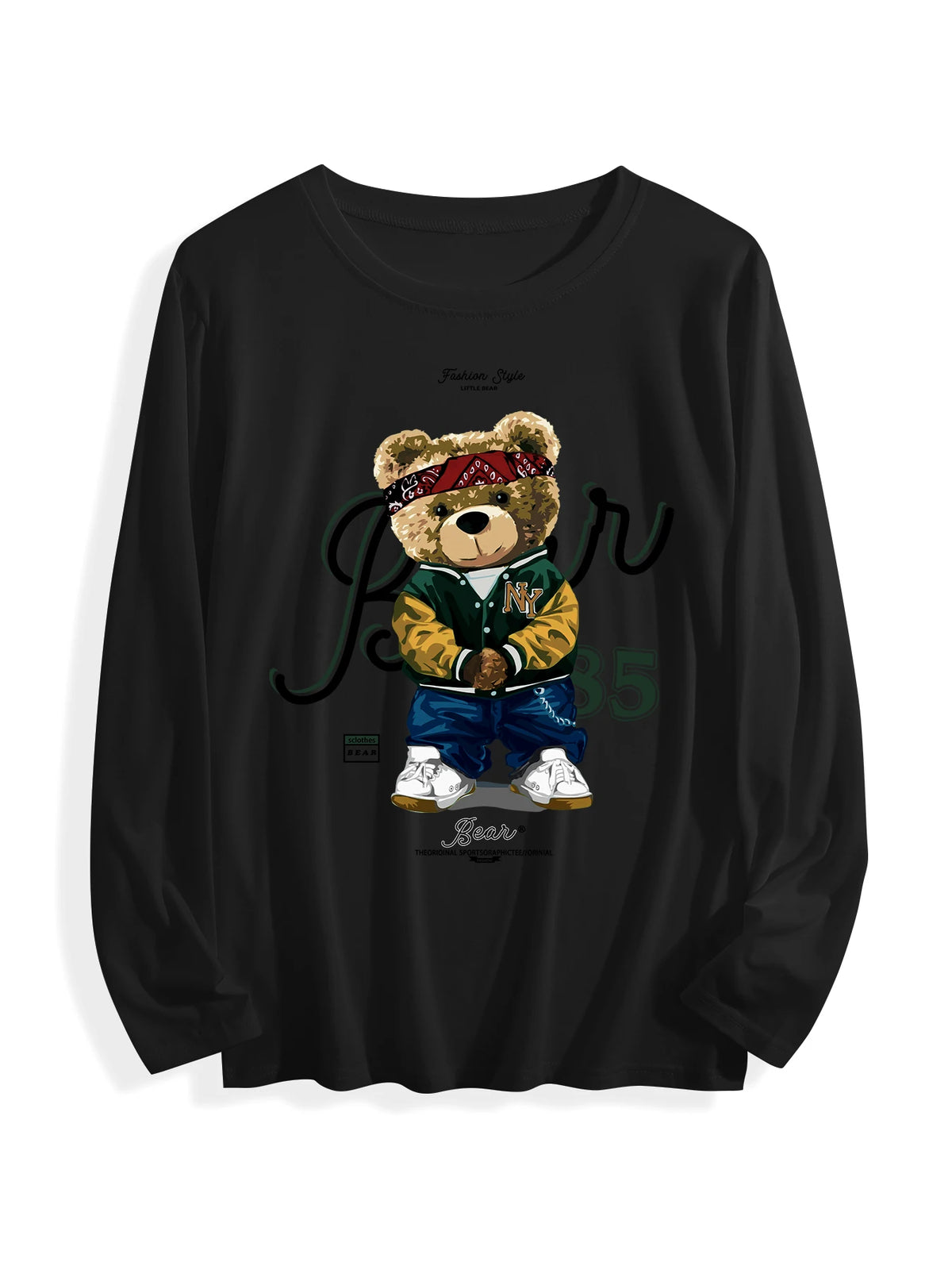 USA Stock Wholesale Cotton T-shirt 180 Grams O-Neck Long Sleeve Casual Knitted Double-Sided Printed Multicolor OEM for Unisex