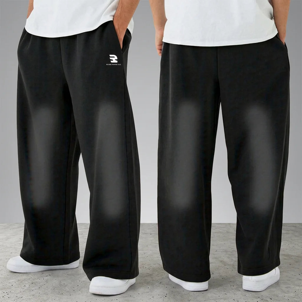 Oversize Heavyweight Casual Printed Sweatpants Men's Loose Fit Mid Waist Polyester/Cotton Breathable Fleece Trouser Pajama