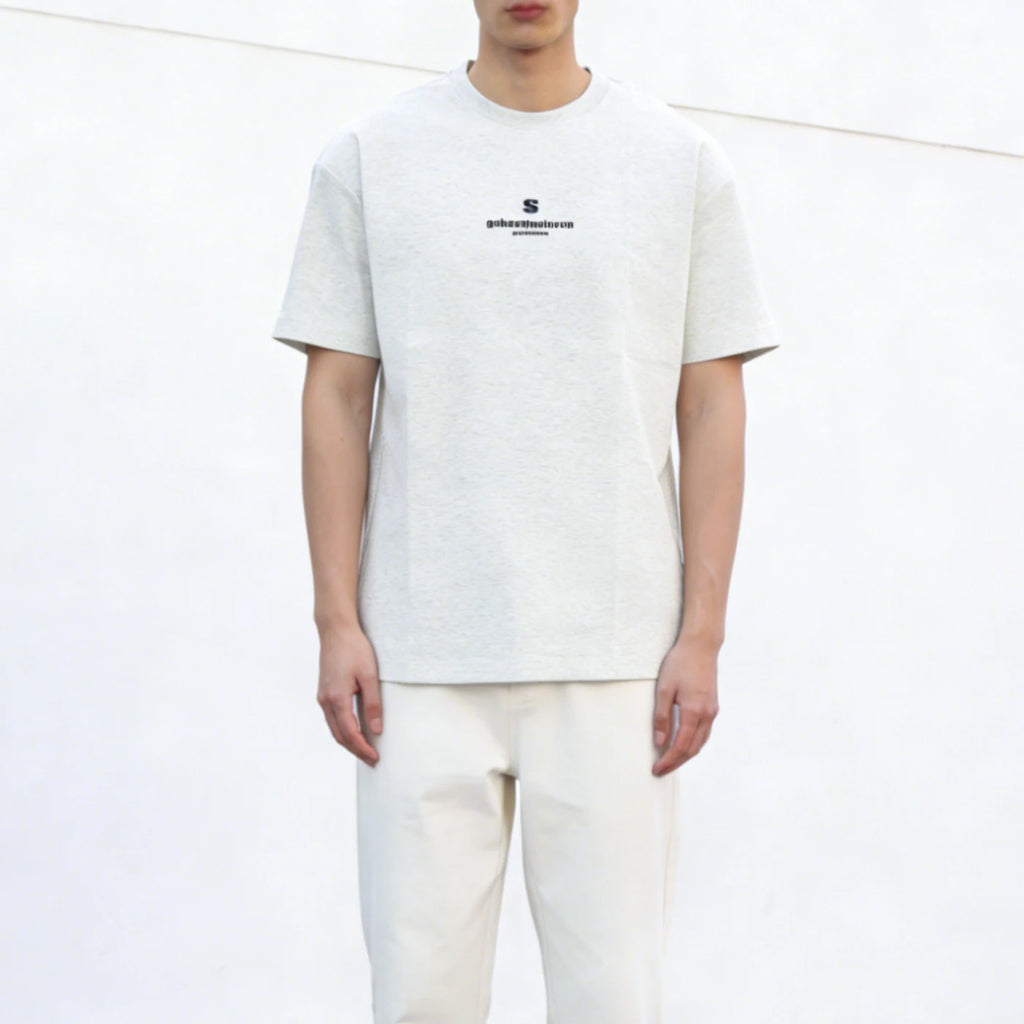 High Quality Men's Heavyweight Polyester/Cotton Hip Hop Casual Short Sleeve Loose Fit O-Neck T-shirt Letter 220 Grams Breathable