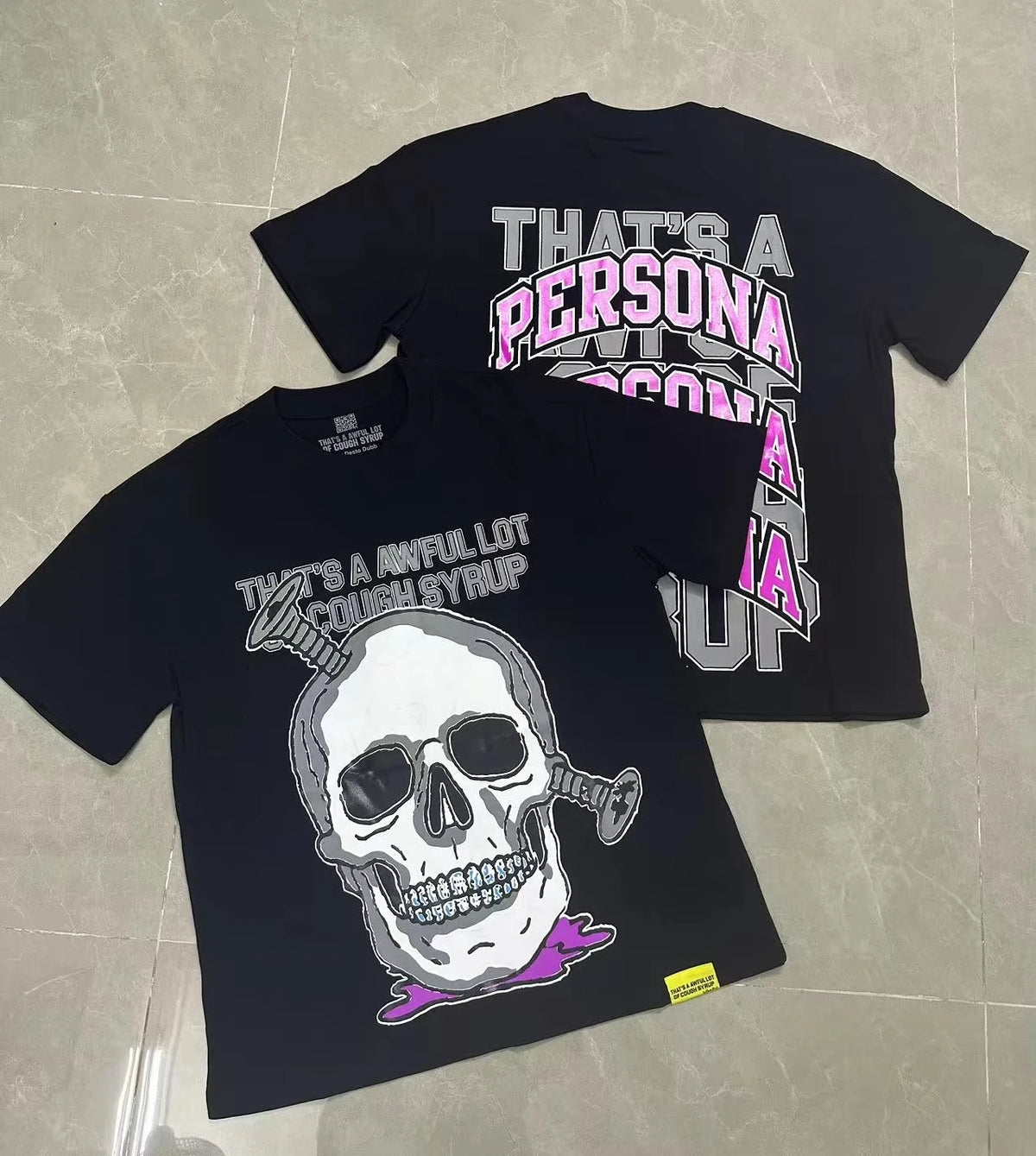 THAT'S a AWFUL LOT of COUGH SYRUP T-shirts Men Heavyweight Street Wear Custom Graphic Print Oversized