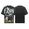 Lanli Punk Mechanical Skull T Shirt Gothic Rhinestone Black Red Washed Oversized Rock Hip Hop Streetwear Graphic Tee