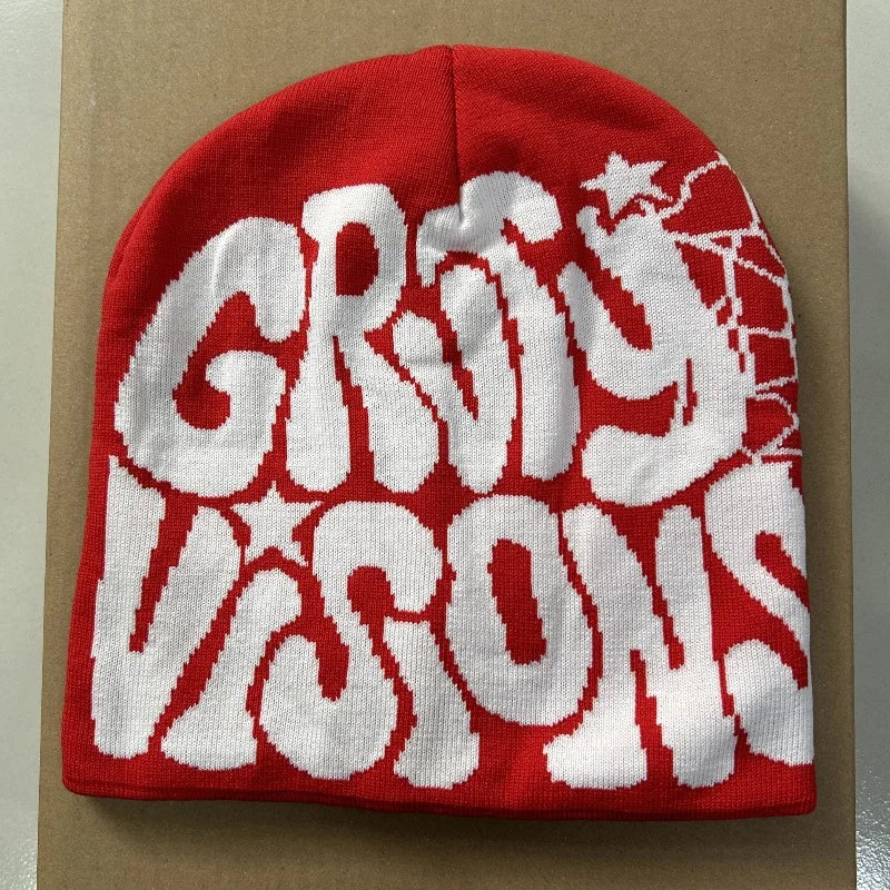 GRVTY Ice Cap Knitted Beanie Jacquard-patterned Polyester Men Women Trendy European American-inspired Hip-hop