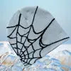 Y2KSpider Web Pattern Knitted Beanie Y2K Style, Multicolor Acrylic Warm Unisex Hip Hop Winter Skull Hat Customizable