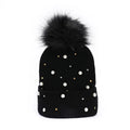 Winter Brand Female Fur Pom Poms Winter Hat for Women Girl 's Hats Knitted Beanies Cap Thick Women Pearl Skullies Beanies