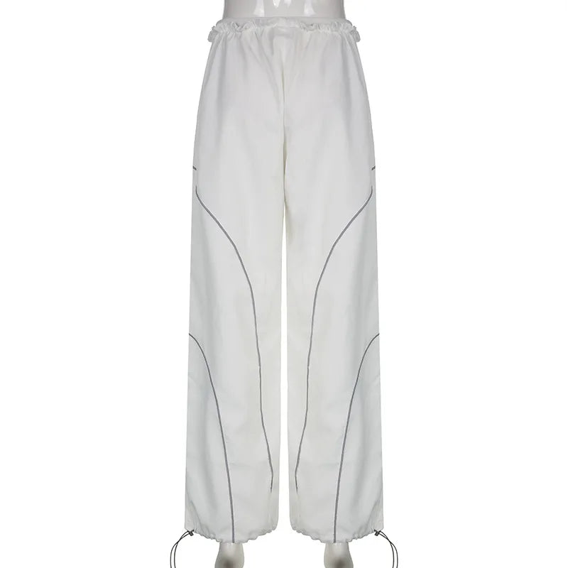 Casual Sweatpants Elastic Low Waist Straight Sports Jogging Capris Korean Fashion Streetwear Casual Pants for Women Basic